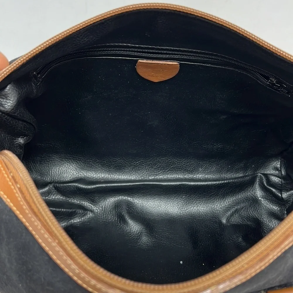 Mark Cross Boston Bag Double Handle Canvas and Leather Crossbody Zip Top